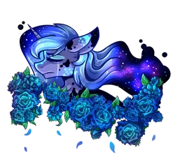 Size: 1024x922 | Tagged: safe, artist:derpsonhooves, derpibooru import, princess luna, alicorn, pony, blue rose, crying, eyes closed, female, flower, mare, rose, simple background, solo, transparent background
