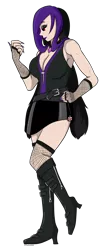 Size: 462x1089 | Tagged: safe, artist:pagecartoons, derpibooru import, oc, oc:burning passion, oc:mythic requiem, unofficial characters only, human, siren, equestria girls, armpits, barely pony related, breasts, cleavage, commission, gothic, rule 63, sirenified, species swap