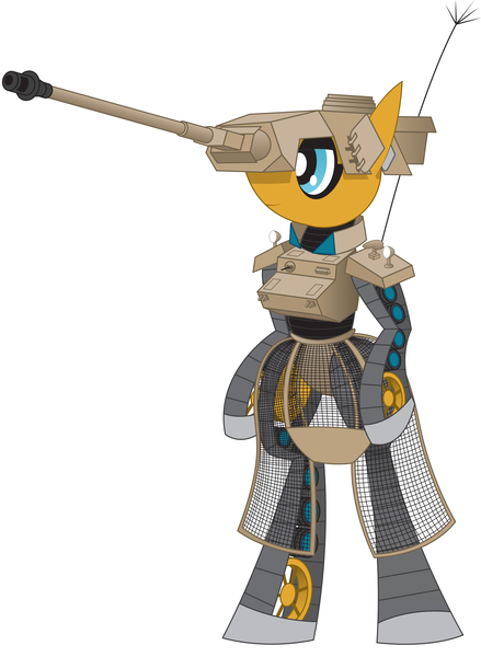 Size: 1814x2482 | Tagged: armor, artist:billy2345, derpibooru import, mesh skirt, oc, oc:glimmer shield, panzer iv, safe, tank pony