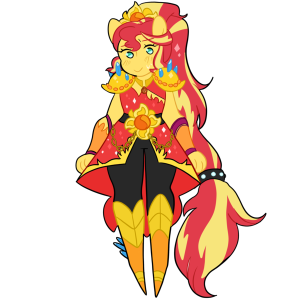 Size: 3000x3000 | Tagged: safe, artist:grassyatlanta, derpibooru import, sunset shimmer, equestria girls, legend of everfree, alternate hairstyle, clothes, crystal guardian, dress, pants, ponied up, simple background, solo, transparent background