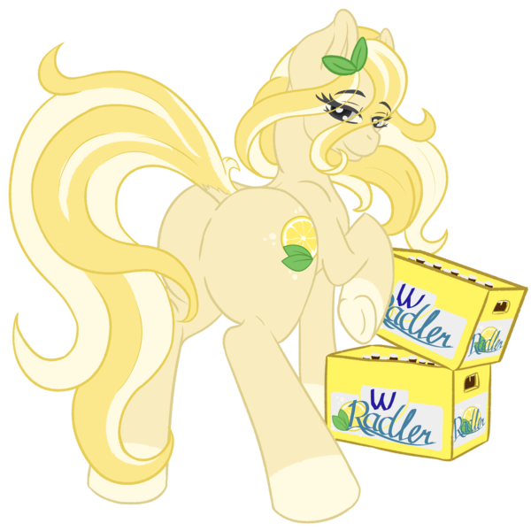 Size: 4300x4300 | Tagged: suggestive, artist:loviebeest, derpibooru import, oc, oc:radler, unofficial characters only, earth pony, pony, absurd resolution, alcohol, beer, butt, female, mare, plot, radler, simple background, transparent background