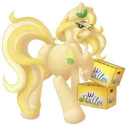 Size: 4300x4300 | Tagged: safe, artist:loviebeest, derpibooru import, oc, oc:radler, unofficial characters only, earth pony, pony, absurd resolution, alcohol, beer, butt, female, looking at you, looking back, looking back at you, mare, plot, radler, simple background, solo, transparent background