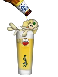 Size: 2048x2732 | Tagged: safe, artist:dawnshine, derpibooru import, oc, oc:radler, unofficial characters only, earth pony, pony, alcohol, beer, beer bottle, cup, cup of pony, drinking, female, glass, micro, radler, simple background, solo, transparent background