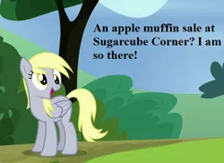 Size: 592x432 | Tagged: cute, derpabetes, derpibooru import, derpy hooves, dialogue, edit, edited screencap, happy, rock solid friendship, safe, screencap, smiling