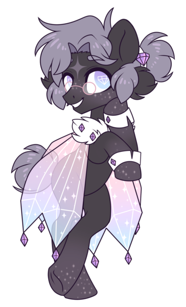 Size: 1024x1689 | Tagged: safe, artist:hawthornss, derpibooru import, oc, oc:briolette, unofficial characters only, earth pony, pony, bipedal, cute, diamond, gem, glasses, male, simple background, smiling, solo, stallion, transparent background, witchfae