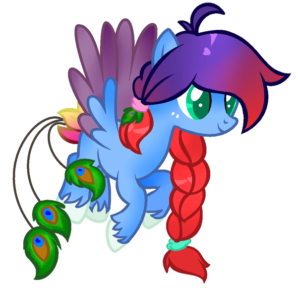 Size: 1087x1086 | Tagged: safe, artist:miss-maniaticart, derpibooru import, oc, oc:plume, unofficial characters only, bird, bird pone, peacock, pegasus, pony, blue coat, female, mare, mint eyes, solo