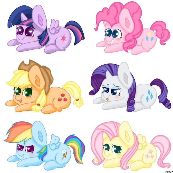 Size: 2560x2560 | Tagged: safe, artist:parn, derpibooru import, applejack, fluttershy, pinkie pie, rainbow dash, rarity, twilight sparkle, twilight sparkle (alicorn), alicorn, pony, blushing, cute, heart eyes, love, mane six, tongue out, wingding eyes