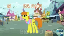 Size: 1280x720 | Tagged: artist needed, safe, derpibooru import, carrot cake, earth pony, pony, apron, clothes, ear piercing, earring, female, jewelry, mare, obtrusive watermark, piercing, rule 63, solo, watermark