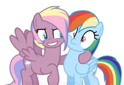 Size: 866x595 | Tagged: safe, artist:ipandacakes, derpibooru import, rainbow dash, oc, oc:gusty gale, pegasus, pony, base used, cheek squish, duo, female, mare, offspring, parent:bow hothoof, parent:windy whistles, parents:windyhoof, siblings, simple background, sisters, squishy cheeks, transparent background