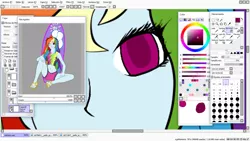 Size: 1366x768 | Tagged: safe, artist:marsil, derpibooru import, rainbow dash, equestria girls, equestria girls series, forgotten friendship, belly button, clothes, feet, flip-flops, midriff, paint tool sai, sandals, solo, swimsuit, wip