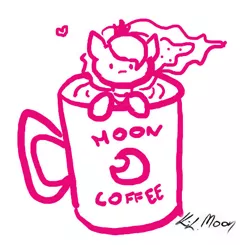 Size: 485x476 | Tagged: safe, artist:lailyren, artist:moonlight-ki, derpibooru import, princess luna, alicorn, pony, coffee, coffee mug, cup, cup of pony, female, mare, micro, monochrome, mug, solo