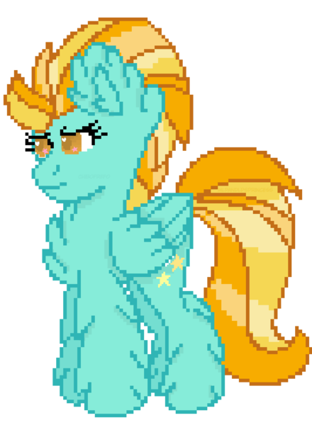 Size: 888x1212 | Tagged: safe, artist:mlpandlpsprincess, derpibooru import, lightning dust, pegasus, pony, chest fluff, ear fluff, female, leg fluff, mare, maximum overfloof, pixel art, simple background, solo, starry eyes, transparent background, wingding eyes