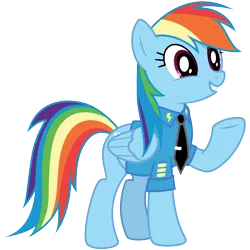 Size: 6000x6000 | Tagged: safe, artist:caliazian, derpibooru import, rainbow dash, pegasus, pony, absurd resolution, clothes, cute, dashabetes, female, formal wear, raised hoof, simple background, smiling, solo, transparent background, underhoof, uniform, vector, wonderbolts logo