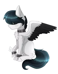 Size: 577x727 | Tagged: safe, artist:sugaryicecreammlp, derpibooru import, oc, oc:chen, pegasus, pony, female, hair over eyes, mare, simple background, sitting, solo, transparent background, two toned wings, wings