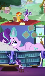 Size: 960x1620 | Tagged: safe, derpibooru import, edit, edited screencap, screencap, starlight glimmer, sunburst, pony, unicorn, every little thing she does, the crystalling, uncommon bond, bed, blocks, board game, book, colt, cube, dragon pit, female, filly, filly starlight glimmer, foal, glowing horn, horn, levitation, lonely, lying down, magic, magic aura, male, octahedron, on bed, pigtails, sad, sadlight glimmer, sphere, starlight's room, telekinesis, younger