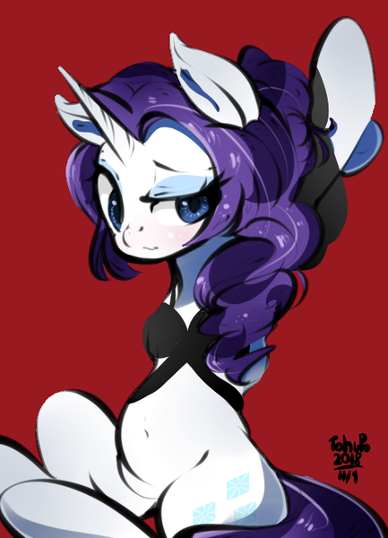 Size: 489x678 | Tagged: safe, artist:tohupo, derpibooru import, rarity, pony, semi-anthro, unicorn, bra, bra on pony, clothes, female, mare, solo, underwear