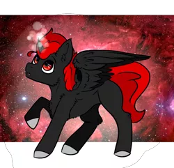 Size: 1154x1114 | Tagged: safe, artist:zira, derpibooru import, oc, unofficial characters only, alicorn, pony, unicorn, alicorn oc, black fur, blank flank, cute, horn, male, red and black oc, red eyes, red hair, red mane, solo, wings
