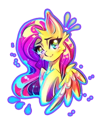 Size: 2893x3633 | Tagged: safe, artist:minamikoboyasy, derpibooru import, fluttershy, pegasus, pony, bust, female, head tilt, looking at you, mare, outline, portrait, simple background, smiling, solo, transparent background, wings