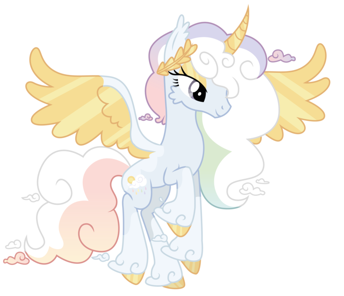 Size: 6080x5224 | Tagged: safe, artist:dragonchaser123, artist:neonlightthepony291, derpibooru import, oc, oc:cirrus sky, unofficial characters only, alicorn, pony, absurd resolution, alicorn oc, colored hooves, colored horn, colored wings, curved horn, female, horn, laurel wreath, mare, princess, raffle prize, simple background, solo, spread wings, transparent background, unshorn fetlocks, wings