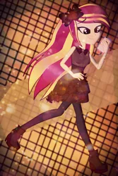 Size: 473x709 | Tagged: safe, artist:galacticflashd, derpibooru import, oc, oc:styler selvano, unofficial characters only, equestria girls, bow, clothes, cute, equestria girls-ified, phone, running, smiling, solo