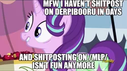 Size: 960x540 | Tagged: addiction, comic, derpibooru, derpibooru import, discovery family logo, downvote bait, edit, edited screencap, meme, meta, mfw, op is a faggot, rock solid friendship, safe, screencap, screencap comic, shitposting, solo, starlight glimmer