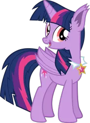 Size: 5489x7503 | Tagged: safe, artist:digimonlover101, derpibooru import, part of a set, twilight sparkle, twilight sparkle (alicorn), alicorn, bat pony, bat pony alicorn, spoiler:comic, spoiler:comic33, absurd resolution, bat ponified, bat wings, female, gameloft, horn, mobile game, open mouth, race swap, simple background, solo, transparent background, vector, wings