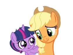 Size: 1024x768 | Tagged: safe, artist:turnaboutart, derpibooru import, applejack, twilight sparkle, twilight sparkle (alicorn), alicorn, earth pony, pony, fanfic:mama applejack, age regression, alternate hairstyle, alternate universe, baby, baby pony, base used, cowboy hat, cute, diaper, fanfic art, female, filly, filly twilight sparkle, freckles, hairband, hat, mommajack, mother and child, mother and daughter, simple background, transparent background, twiabetes, younger