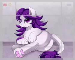 Size: 2516x1989 | Tagged: artist:pridark, butt, camera shot, commission, derpibooru import, eyeshadow, female, leonine tail, looking at you, looking back, makeup, oc, oc:mira, one eye closed, paws, plot, purple eyes, safe, smiling, solo, sphinx, sphinx oc, underpaw, unofficial characters only, wink