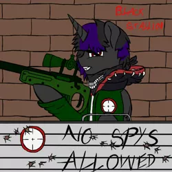 Size: 512x512 | Tagged: artist:black stallion, awp, crossover, derpibooru import, gun, oc, oc:alicorn, safe, solo, tf2 spray, weapon