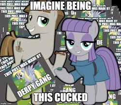 Size: 578x500 | Tagged: safe, derpibooru import, derpy hooves, maud pie, mudbriar, earth pony, pegasus, pony, female, m14 gang, male, maudbriar, meme, shipping, shitposting, straight