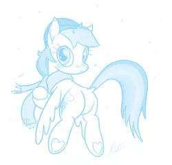 Size: 1504x1440 | Tagged: safe, artist:camo-pony, derpibooru import, rainbow dash, pegasus, pony, clothes, dock, doodle, female, flying, hat, lineart, looking back, mare, monochrome, rear view, scarf, simple background, solo, underhoof, white background