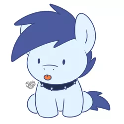 Size: 500x500 | Tagged: safe, artist:sugar morning, derpibooru import, oc, oc:slipstream, unofficial characters only, dog, dog pony, pegasus, pony, boofy, chibi, collar, cute, male, solo, spiked collar, stallion, tongue out