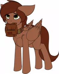 Size: 1096x1385 | Tagged: safe, artist:crash9902, derpibooru import, oc, oc:ritter, unofficial characters only, pegasus, pony, blank flank, chocolate, choker, floppy ears, food, mouth hold, rcf community, simple background, solo, white background