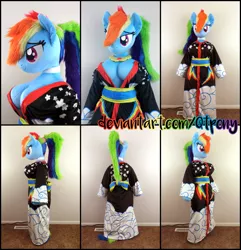 Size: 5200x5391 | Tagged: absurd resolution, anthro, anthro plushie, arm hooves, artist:qtpony, bedroom eyes, big breasts, breasts, busty rainbow dash, choker, cleavage, clothes, derpibooru import, element of generosity, element of honesty, element of kindness, element of laughter, element of loyalty, element of magic, elements of harmony, female, irl, kimono (clothing), photo, plushie, ponytail, rainbow dash, sexy, solo, solo female, stupid sexy rainbow dash, suggestive, yukata