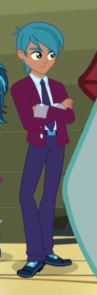 Size: 201x608 | Tagged: safe, derpibooru import, screencap, carlos thunderbolt, curly winds, indigo zap, some blue guy, equestria girls, friendship games, background human, clothes, cropped, crossed arms, crystal prep academy uniform, male, offscreen character, right there in front of me, school uniform, solo