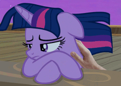 Size: 1040x740 | Tagged: safe, derpibooru import, edit, edited screencap, editor:hotkinkajou, screencap, twilight sparkle, twilight sparkle (alicorn), alicorn, pony, once upon a zeppelin, airship, animated, cloud, comforting, cropped, cute, disembodied hand, floppy ears, gif, hand, hotkinkajou is trying to murder us, night, perfect loop, petting, sad, sadorable, solo, stars, windswept mane, zeppelin