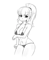 Size: 800x985 | Tagged: suggestive, artist:mrs1989, derpibooru import, sonata dusk, equestria girls, bikini, breasts, busty sonata dusk, clothes, doodle, female, looking at you, micro bikini, monochrome, sketch, solo, solo female, swimsuit