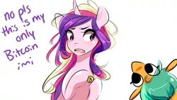 Size: 1280x720 | Tagged: safe, artist:sugarberry, derpibooru import, princess cadance, snails, pony, ask-cadance, bitcoin, cryptocurrency, image, png
