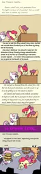 Size: 600x2500 | Tagged: safe, artist:bjdazzle, derpibooru import, apple bloom, scootaloo, sweetie belle, earth pony, pegasus, pony, unicorn, comic:letters to celestia, marks for effort, school raze, angry, barrel, blanket, bucket, chibi, closet, comic, cutie mark, cutie mark crusaders, dear princess celestia, door, female, filly, grumpy, happy, harsher in hindsight, implied cozy glow, implied princess celestia, letter, magic, pencil, podium, shelves, sweetie belle's magic brings a great big smile, sweetie fail, the cmc's cutie marks, trapped, writing