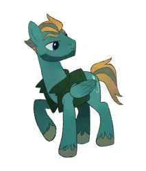 Size: 1627x1913 | Tagged: safe, artist:mellowhen, derpibooru import, oc, oc:airworthy, unofficial characters only, pegasus, pony, fallout equestria, fallout equestria: red 36, clothes, ex-enclave, fanfic art, five o'clock shadow, looking offscreen, male, simple background, smiling, solo, stallion, transparent background, vest, windswept mane