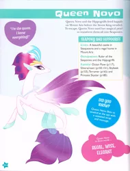 Size: 2106x2777 | Tagged: derpibooru import, female, mare, merchandise, my little pony: character guide, my little pony: the movie, official, queen novo, safe, scan, scanned, seapony (g4), solo