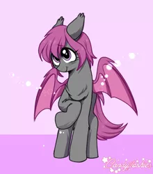 Size: 1306x1482 | Tagged: safe, artist:kei kun, derpibooru import, oc, oc:fruitful melody, unofficial characters only, bat pony, pony, bat pony oc, bat wings, blushing, cute, female, mare, smiling, solo, wings