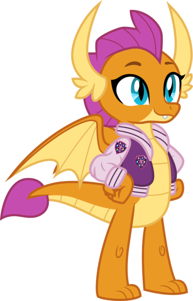 Size: 3000x4685 | Tagged: artist:cloudyglow, clothes, cute, derpibooru import, dragon, dragoness, female, jacket, safe, simple background, smiling, smolder, smolderbetes, solo, transparent background, varsity jacket