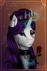 Size: 1178x1783 | Tagged: safe, artist:amywhooves, derpibooru import, rarity, pony, unicorn, alternate hairstyle, clothes, female, flower, magic, mare, rose, solo