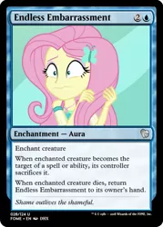 Size: 375x523 | Tagged: safe, derpibooru import, edit, fluttershy, equestria girls, equestria girls series, so much more to me, ccg, embarrassed, magic the gathering, trading card, trading card edit