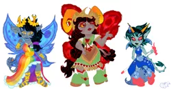 Size: 1280x673 | Tagged: aradia megido, artist:pumpkin-somethin-art, barely pony related, butterfly wings, clothes, cosplay, costume, derpibooru import, dress, gala dress, grand galloping gala, homestuck, not pony, safe, terezi pyrope, troll, vriska serket, wings