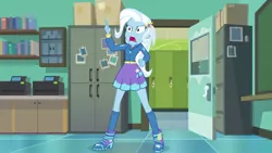 Size: 1920x1080 | Tagged: safe, derpibooru import, screencap, trixie, equestria girls, equestria girls series, forgotten friendship, boots, canterlot high, clothes, female, high heel boots, high heels, hoodie, shoes, skirt, socks, solo