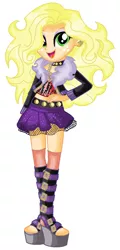 Size: 488x1014 | Tagged: safe, artist:lalobatchika, artist:selenaede, derpibooru import, applejack, werewolf, equestria girls, alternate hairstyle, barely eqg related, base used, clawdeen wolf, clothes, crossover, ear piercing, earring, hairstyle, high heels, jewelry, mattel, monster high, necklace, piercing, shoes