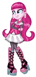 Size: 264x568 | Tagged: safe, artist:lalobatchika, artist:selenaede, derpibooru import, pinkie pie, vampire, equestria girls, alternate hairstyle, barely eqg related, base used, boots, clothes, crossover, dracula, draculaura, ear piercing, earring, hairstyle, high heel boots, high heels, jewelry, mattel, monster high, necklace, piercing, pigtails, shoes, smiling