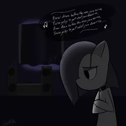 Size: 1200x1200 | Tagged: artist:icywindthepony, choker, collar, dark, derpibooru import, emo, head like a hole, lonely inky, lyrics, marble pie, nine inch nails, sad, safe, solo, song reference, text